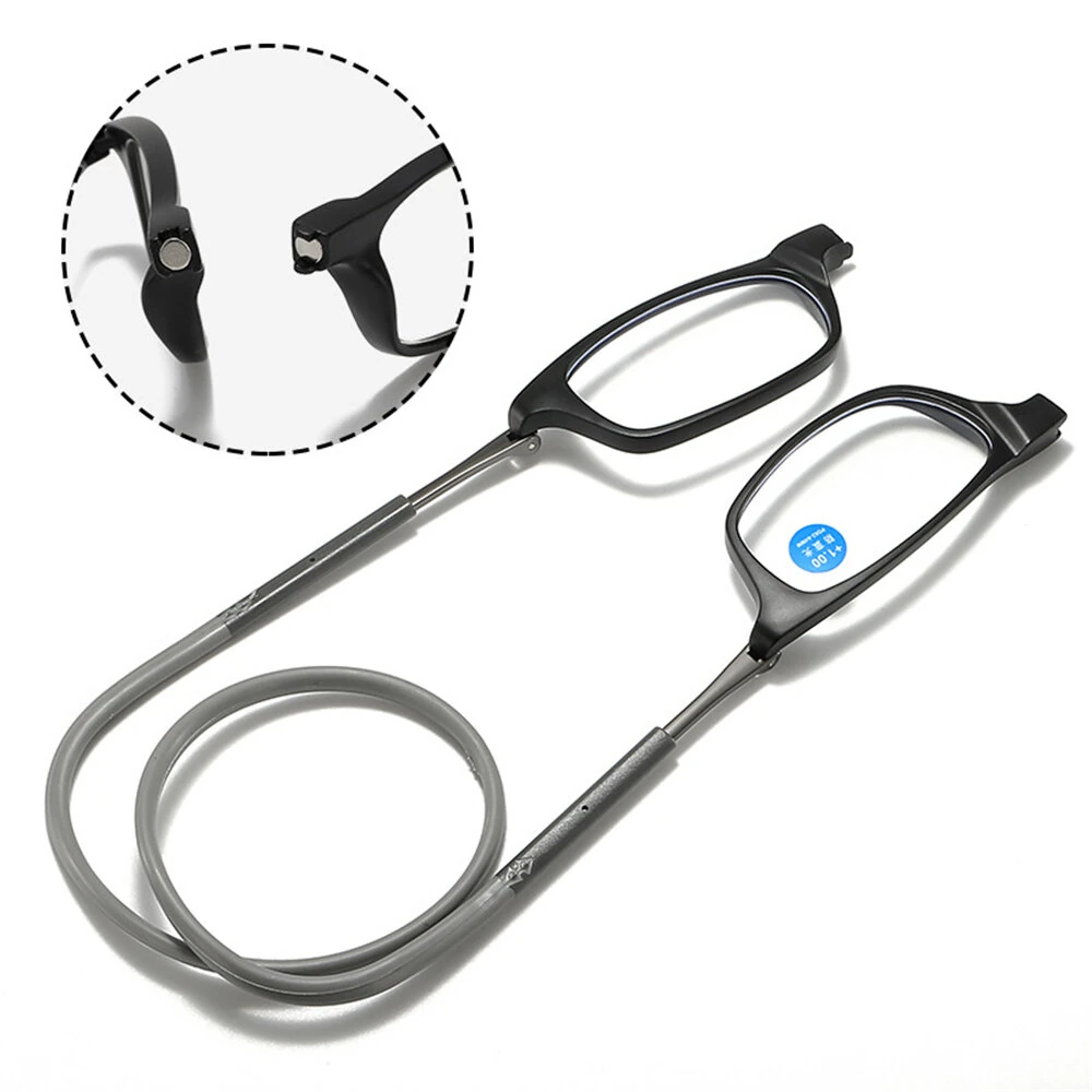 1 Pcs Lightweight Portable Soft Tape Hanging Neck Magnetic Reading Glasses Comfortable HD Anti-blue Light Presbyopia Glasses