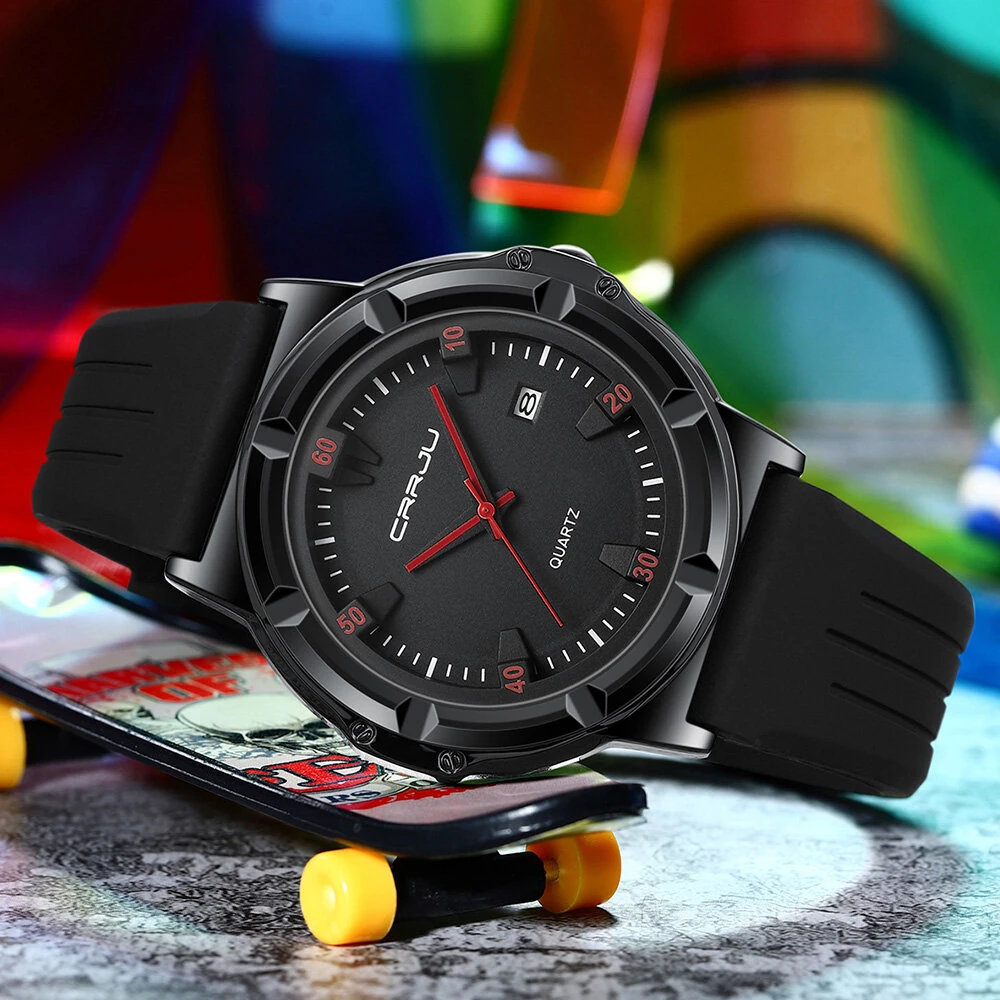 CRRJU Men's Sports Quartz Watches Waterproof Date Business Casual Wristwatch