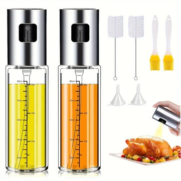 2 Pieces Cooking Oil Sprayer Olive Oil Kitchen Oil Spray Bottle Portable Kitchen Dispenser for Air Fryer Baking Salad Grilling Baking Olive Oil