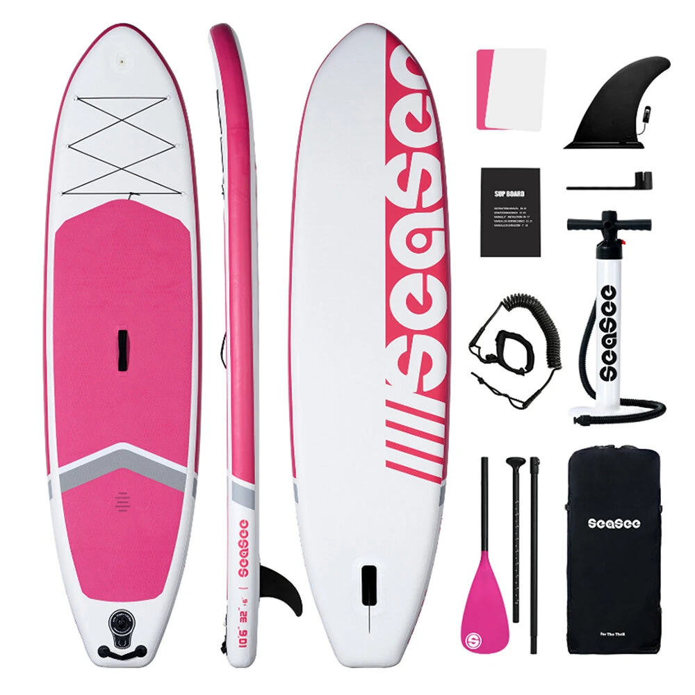[EU Direct] WaveRite 320*81*15cm Inflatable Stand Up Paddle Board Surfboard Complete Paddleboard Accessories Adjustable Paddle, Pump, ISUP Travel Backpack, Leash, Waterproof Bag, Adult Paddle Board