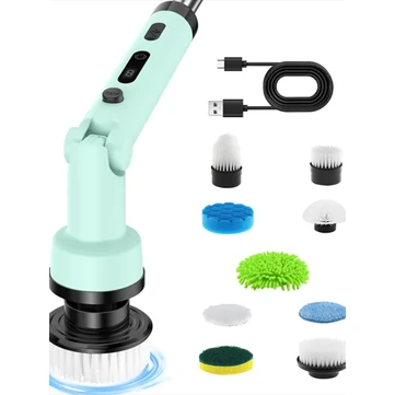 Foldable Rotating Cordless Long Handle Electric Cleaning Brush with 9 Heads Long Handle Electric Cleaning Brush Household Handheld Multifunctional Foldable Rotating No Dead Angle Cleaning Kit
