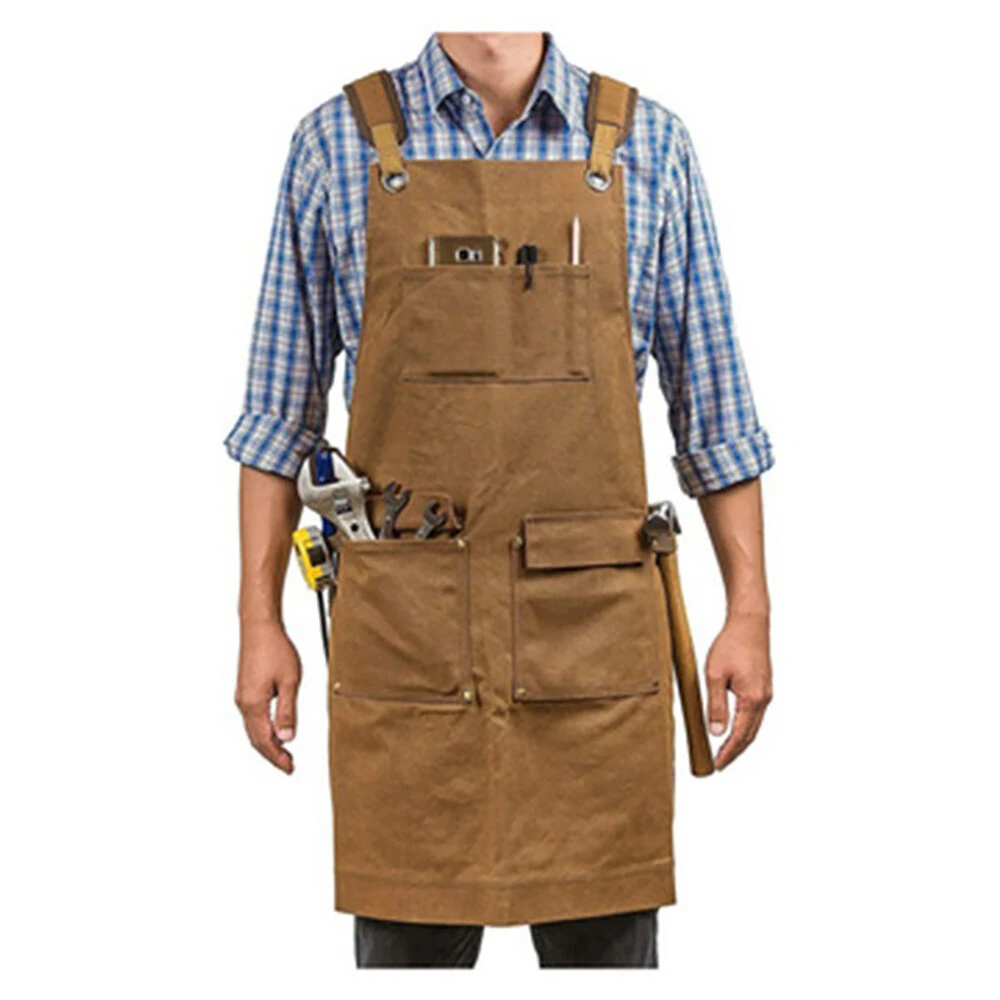 Woodworking Gardening Apron for Men with Multiple Tool Pockets Canvas Work Apron for Woodworkers Gardener Carpenters Blacksmiths