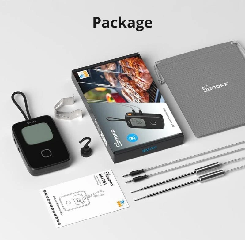 SONOFF BMT01 BBQ Meat Thermometer Remote Monitoring Temperature Alert Barbecue Cooking Oven Grill Probe Works with eWeLink APP