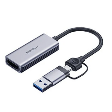 HAGiBiS USB 3.0 Video Capture Card HD to USB/Type-C Game Grabber Record 1080P/60Hz Aluminum Alloy Shell MS2130 for Switch Xbox PS4/5 Live Broadcast