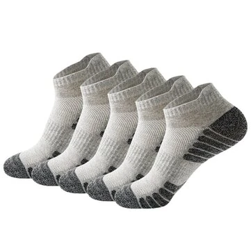 5 Pairs Sports Socks Men's Short Socks Sweat-absorbent Breathable Mesh Athletic Ankle Socks Casual Thin Section Cotton Socks Size 38-45