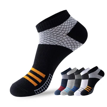 5 Pairs Low Cut Men Socks Breathable Sports Socks Cotton Blend Mens Ankle Socks Anti Odor & Sweat Absorption Short Socks, For Spring Summer Autumn