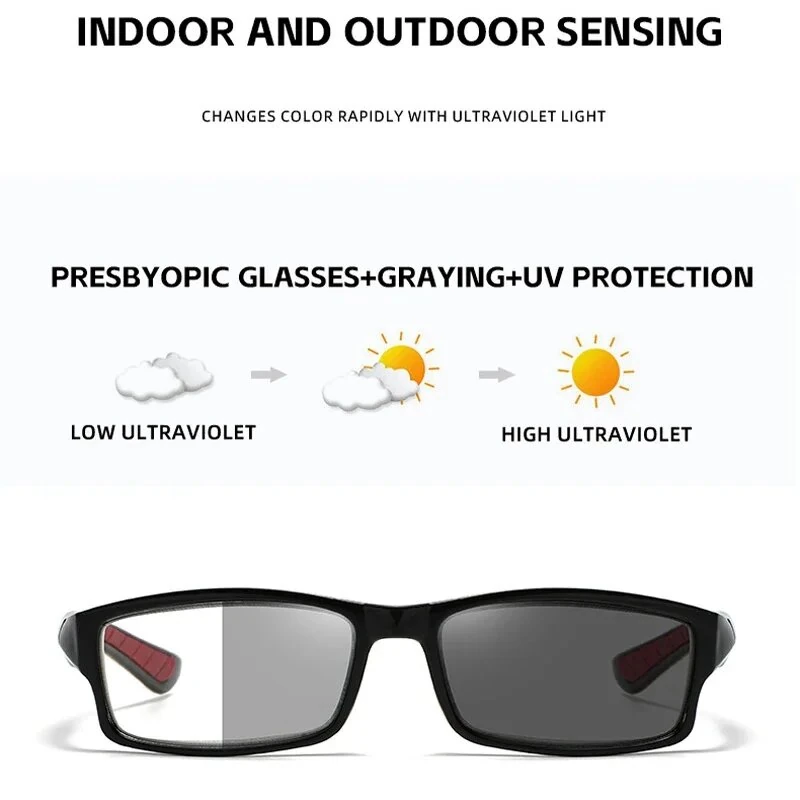 Progressive Multifocal Photochromic Reading Glasses for Men Women HD Anti-blue Light Near Far Eyeglasses
