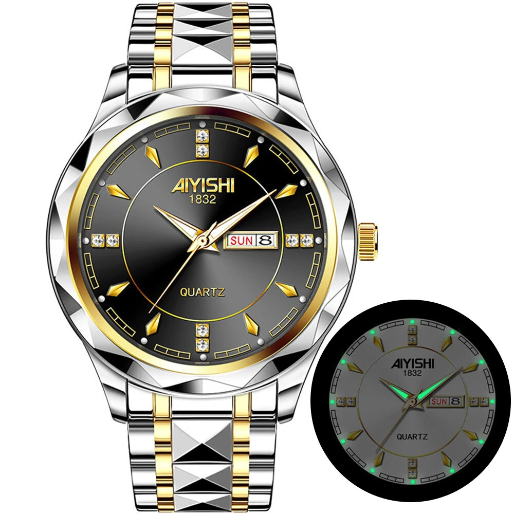 AIYISHI Men Watches Luxury Brand Luminous Waterproof Business Watch Stainless Steel Strap Quartz Watch