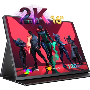 UPERFECT UPlays C02 16 Inch 2K 2560*1600 16:10 100%sRGB 500Cd/m² 120Hz Type C Portable Computer Monitor Gaming Display Screen for Smartphone Tablet Laptop Game Consoles