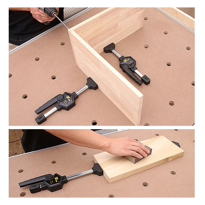 Wnew 2PCS/4PCS MFT Table Clamps Bench Dog Clamps Quick Ratchet Release Speed Squeeze Woodworking Clamp for Workbench 20mm Dog Hole