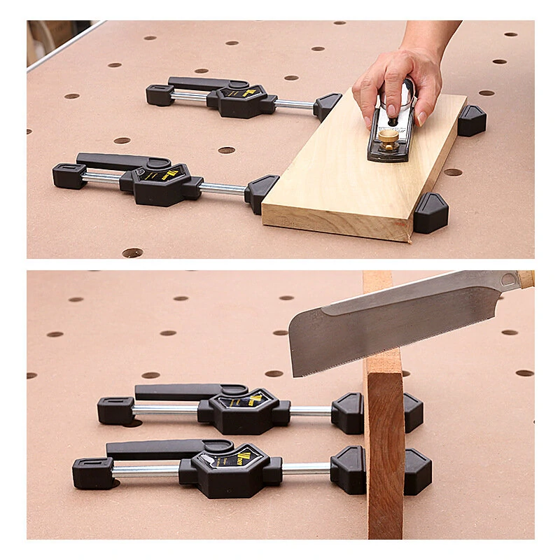 Wnew 2PCS/4PCS MFT Table Clamps Bench Dog Clamps Quick Ratchet Release Speed Squeeze Woodworking Clamp for Workbench 20mm Dog Hole
