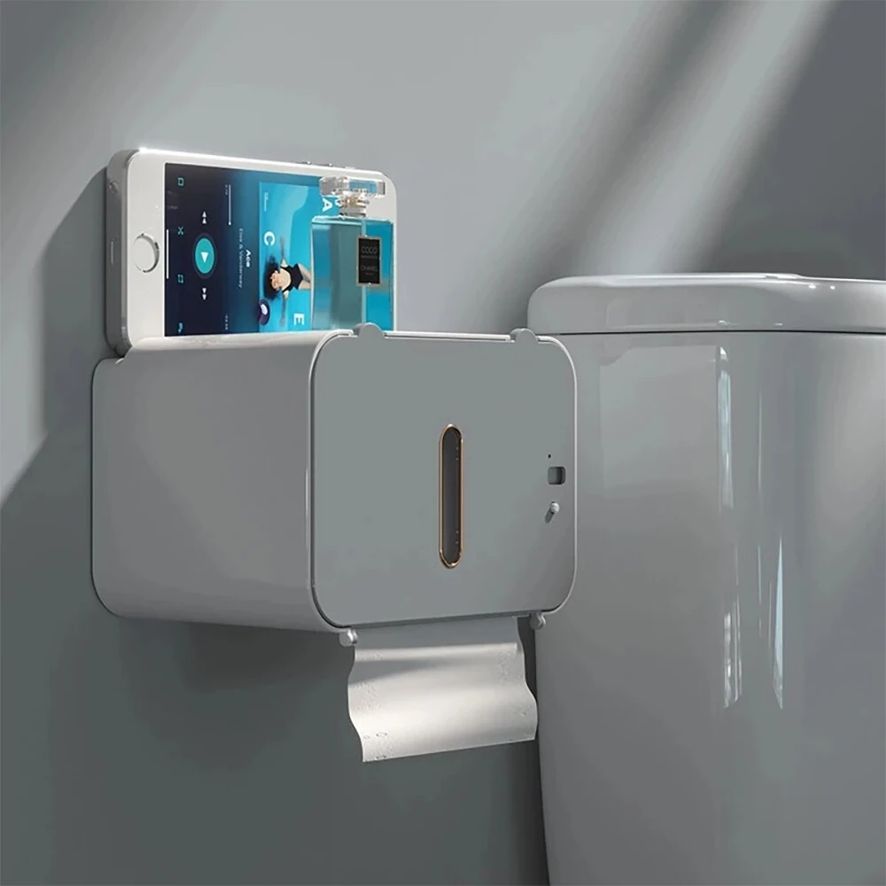 Smart Wall-Mounted Automatic Paper Dispenser Induction Toilet Paper Holder Shelf Automatic Paper Out Toilet Paper Shelf Wall Mounted Toilet Paper Dispenser Bathroom