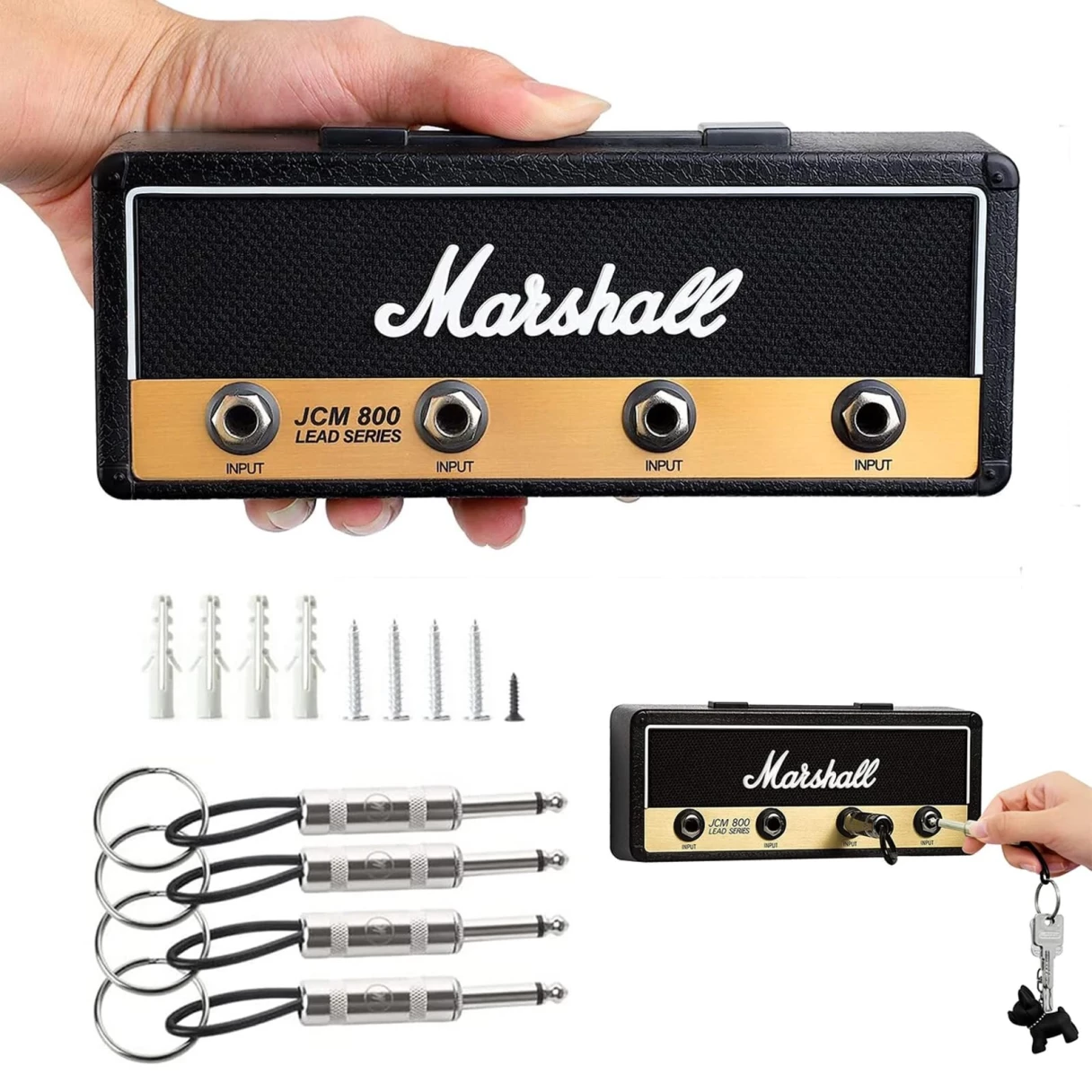 Modern Melody Music Note Key Holder Storage Box Rack Wall Mounted Key Holder Guitar Keyring Hook Holder with 4 Guitar Plugs