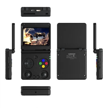ANBERNIC RG34XXSP 64G Flip Retro Handheld Game Console 3.4-inch IPS Display Quad-core Support 5G WiFi & bluetooth 4.2 Dual Joystick Vibration Feedback Video Game Player Console 30+ Emulators