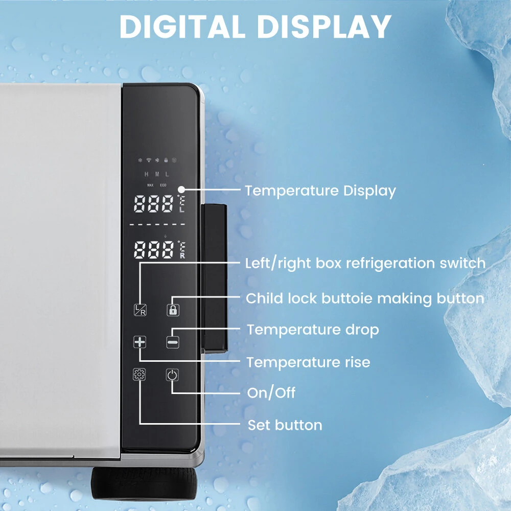 MUDIRO MR-Z55 12V Car Refrigerator 58 Quart (55L) Portable Fridge Freezer Dual Zone -4℉-68℉ Compressor Electric Cooler 12/24V DC, 110~240V AC for Overlanding, Camping, RV, Truck
