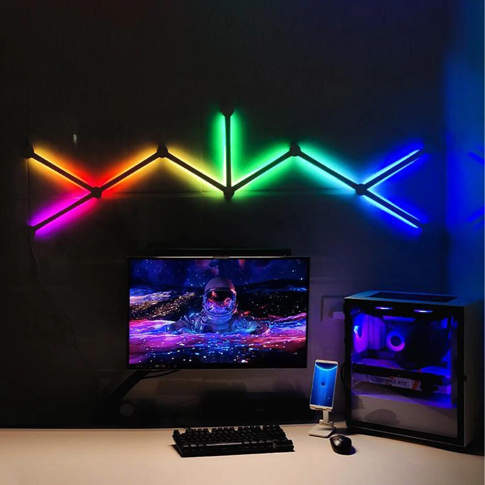 BLITZWILL BW-SL1 DIY Splicing Light Bars RGBIC LED Tuya WiFi Smart Control Music Sync Works With Alexa & Google Assistant for Game Room/Bedroom Decor