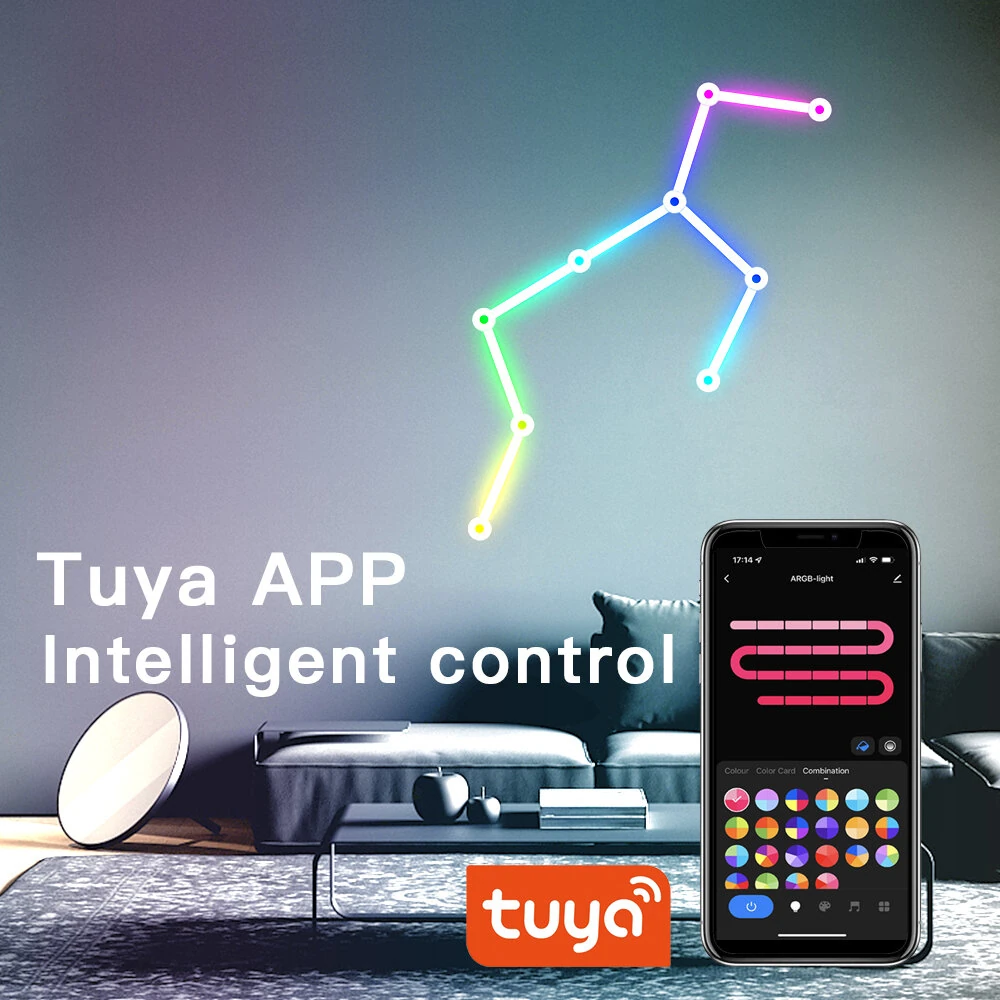 BLITZWILL BW-SL1 DIY Splicing Light Bars RGBIC LED Tuya WiFi Smart Control Music Sync Works With Alexa & Google Assistant for Game Room/Bedroom Decor
