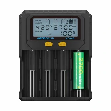 Astrolux® VC04S Type-C Input Quick Smart Battery Charger LCD Display Intellegent Flashlight Charger 4 Slots For Li-ion LiF4PO4 Ni-MH 18650 21700 26650 AA AAA Batteries Cell