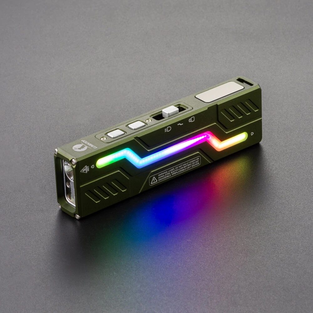 LUMINTOP MoonBox 3.0 1200LM 112M Range Multi-function Smart Flat EDC Flashlight LED Screen Mini RGB Atmosphere Light 365nm UV Light USB-C Charging Strong Magnetic Side Working Light for Hiking Camping Outdoor Emergency