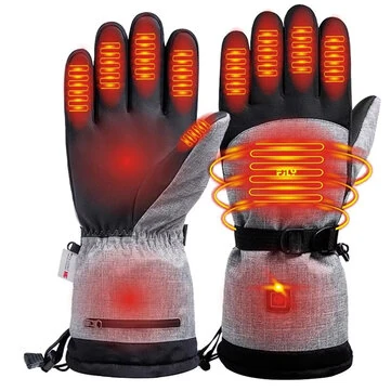 TENGOO Heated Gloves Thermal Winter Waterproof Ski Heated Gloves MTB Riding Windproof Motorcycle Five-Finger Touch Screen Gloves
