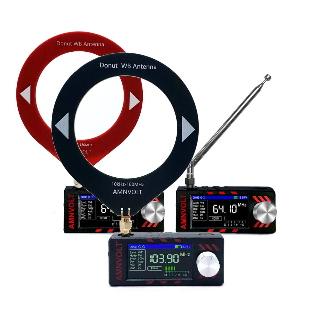 AMNVOLT SI4732 DSP Radio Receiver with HiZ Full Band 1.9 Inch IPS Screen Supports SSB USB LSB AM FM Modes Built-in Headphone Amp Portable Open Source Upgradable Firmware