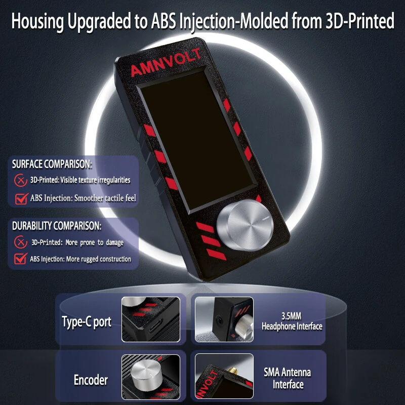 AMNVOLT SI4732 DSP Radio Receiver with HiZ Full Band 1.9 Inch IPS Screen Supports SSB USB LSB AM FM Modes Built-in Headphone Amp Portable Open Source Upgradable Firmware