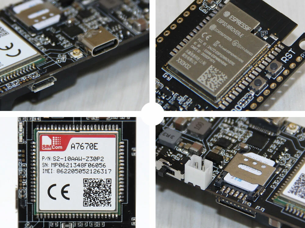LILYGO® TTGO T-SIM A7670G A7670E A7670SA R2 Wireless Module ESP32 Chip 4G LTE CAT1 MCU32 Development Board Support GSM/GPRS/EDGE