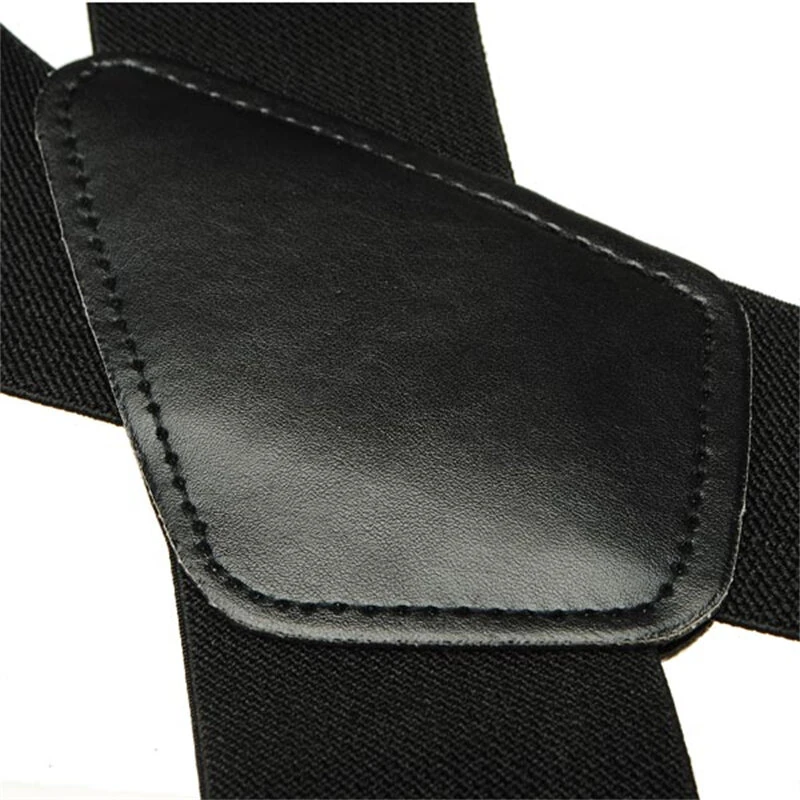 Men's Suspenders With 5cm Widened And Comfortable Elastic Straps, Adjustable 4 Clips For Trousers, Classic Black Suspenders Elastic X-Back