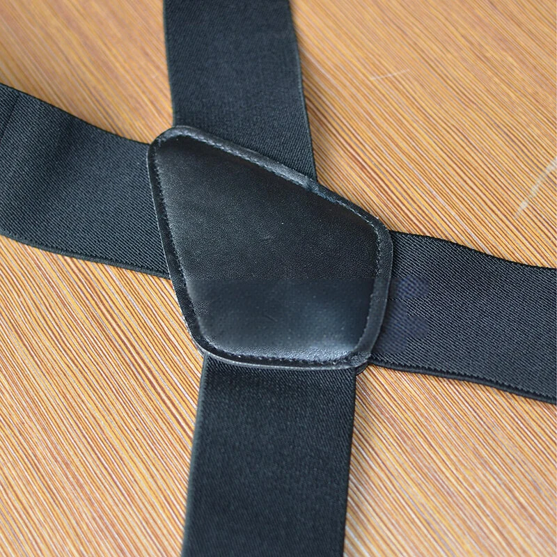 Men's Suspenders With 5cm Widened And Comfortable Elastic Straps, Adjustable 4 Clips For Trousers, Classic Black Suspenders Elastic X-Back