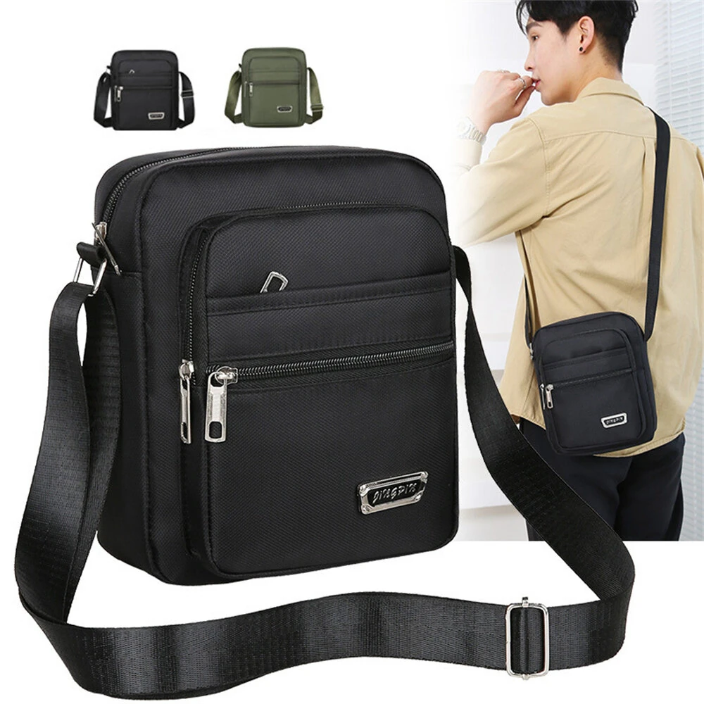 Men's Portable Business Casual Crossbody Bag Multi-compartment Lightweight Waterproof Nylon Shoulder Bag for Travel Daily Use