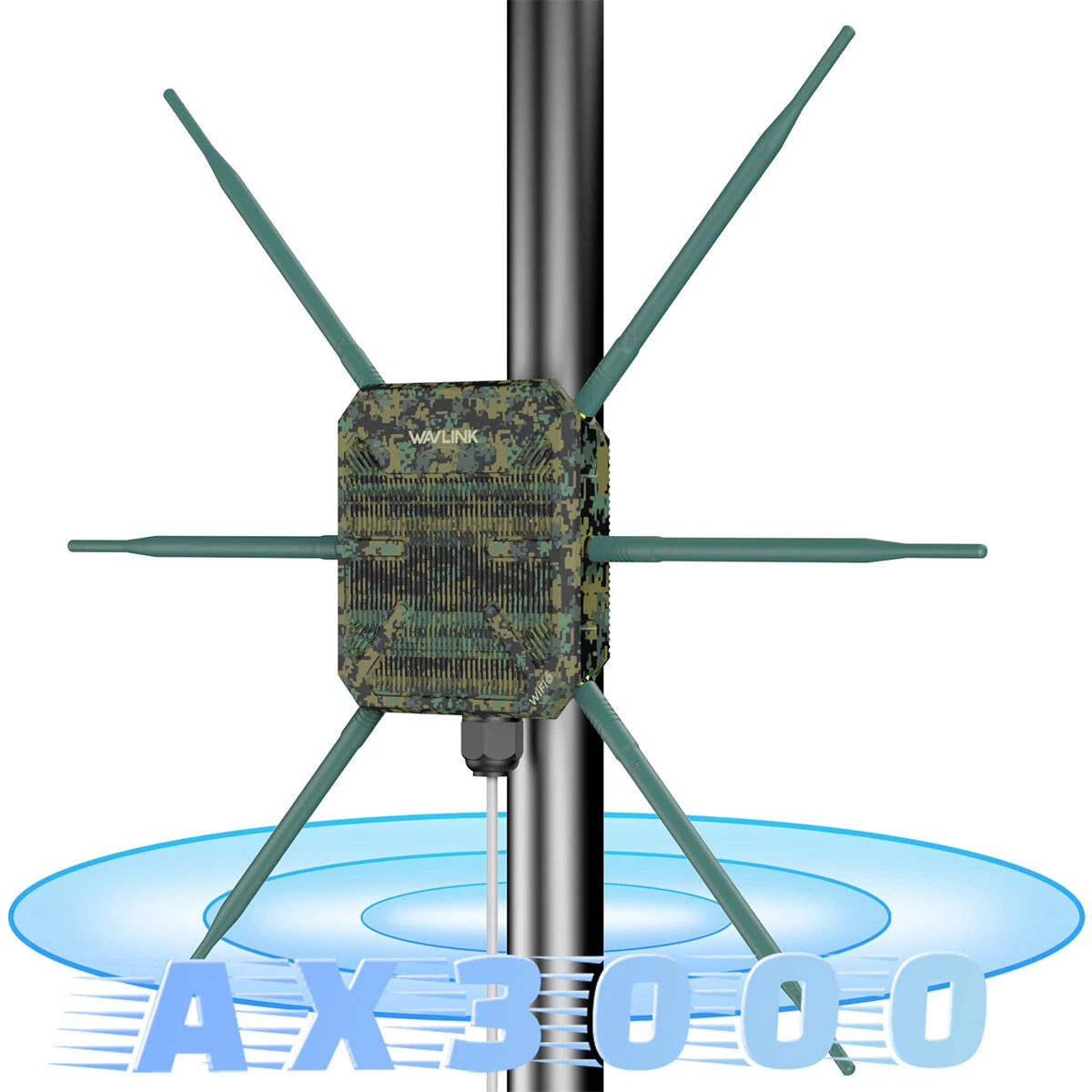WAVLINK AX3000 WiFi6 Wireless Outdoor Router 2.4G/5G Dual Band Long Range Mesh WiFi Extender with PoE 6x7dBi High-gain Antennas IP67 Waterproof Repeater