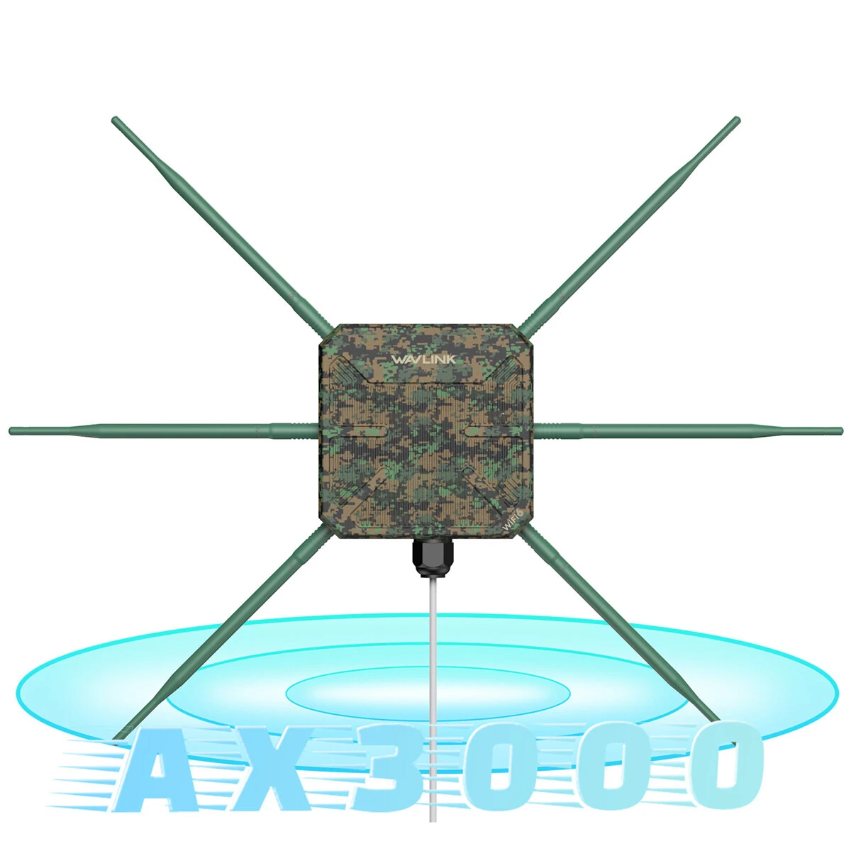 WAVLINK AX3000 WiFi6 Wireless Outdoor Router 2.4G/5G Dual Band Long Range Mesh WiFi Extender with PoE 6x7dBi High-gain Antennas IP67 Waterproof Repeater
