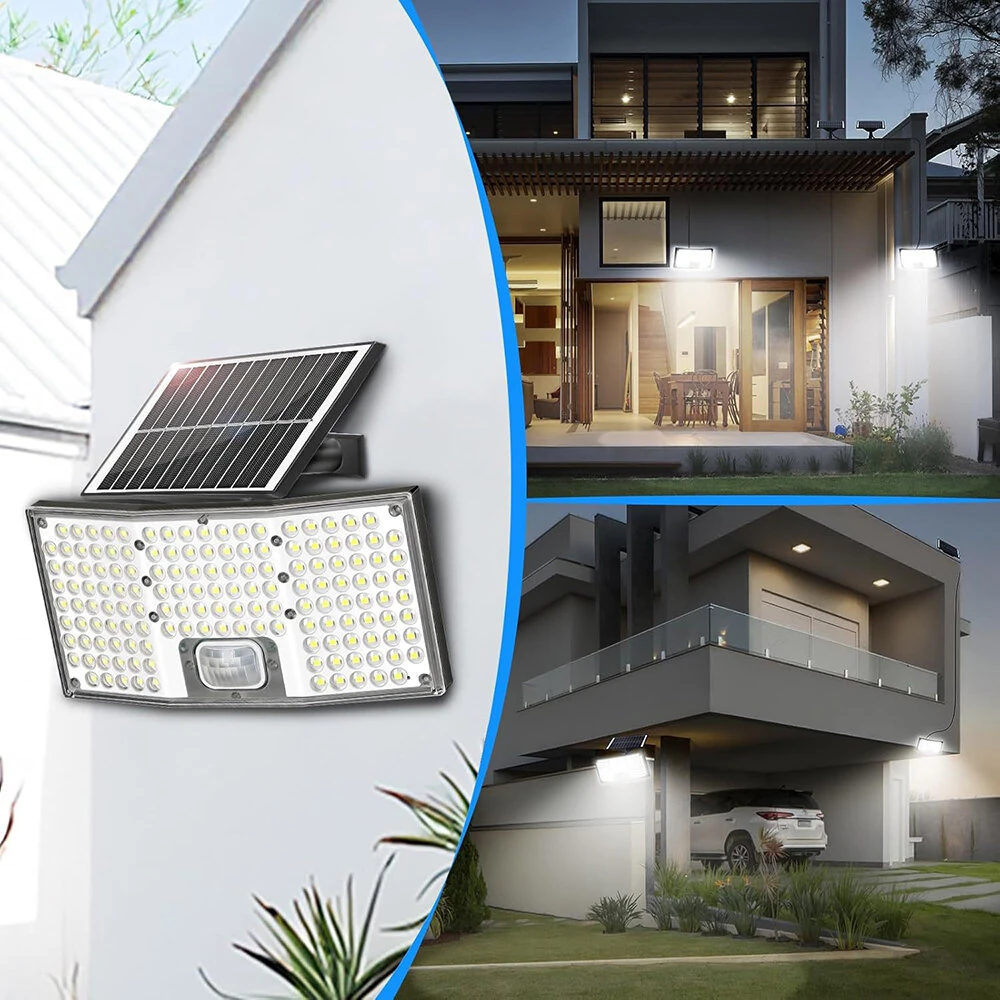 146LED Solar Flood Light with Motion Sensor Split Design 3 Modes Outdoor Security Lighting IP65 Waterproof Remote Control