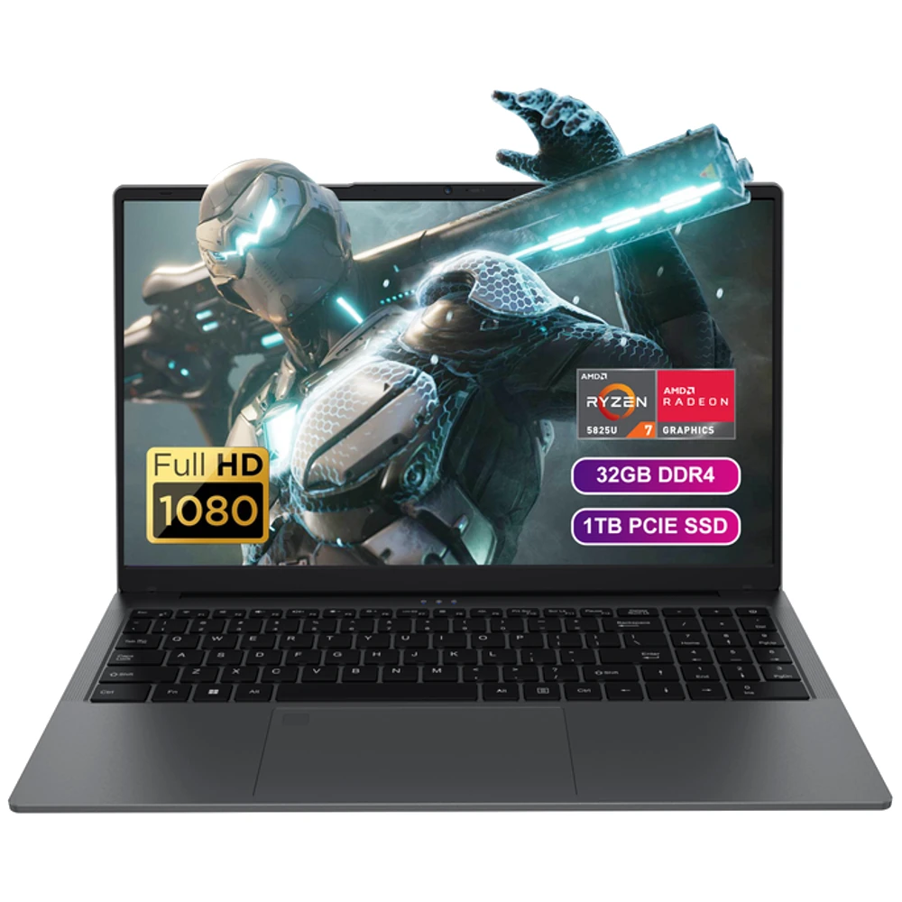 Ninkear A15 Plus 15.6 Inch Laptop AMD Ryzen 7 5825U Octa Core 32GB RAM 1TB SSD 57Wh Battery 180° Viewing Angle Fingerprint Unlock Windows 11 Narrow Bezel Notebook