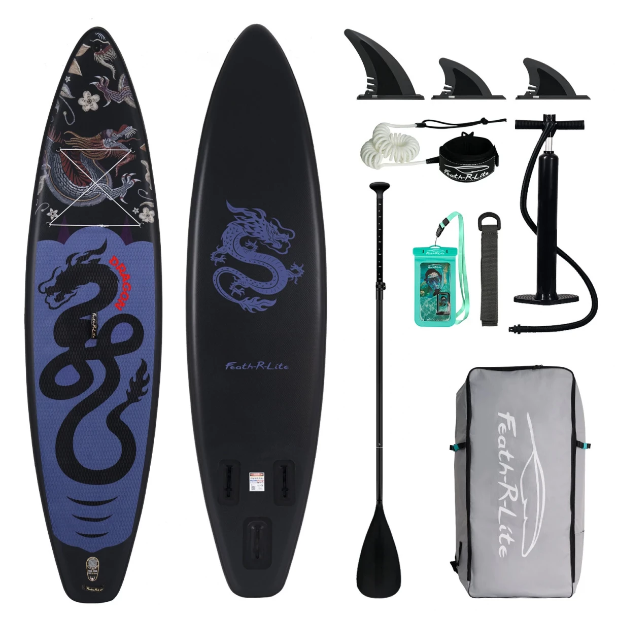 [EU Direct] Funwater 350CM Big Size Inflatable Stand Up Paddle Board Surfboard Maximum Load 180KG Stand Up Portable Surfboard With Adjustable Paddle, Pump, Backpack, Leash, Safety Rope, Adult Paddle Board SUPFR17U