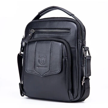 BULLCAPTAIN Genuine Leather Messenger Bag for Men Adjustable Shoulders Sling Crossbody Bags for Travel Work Business Handbag