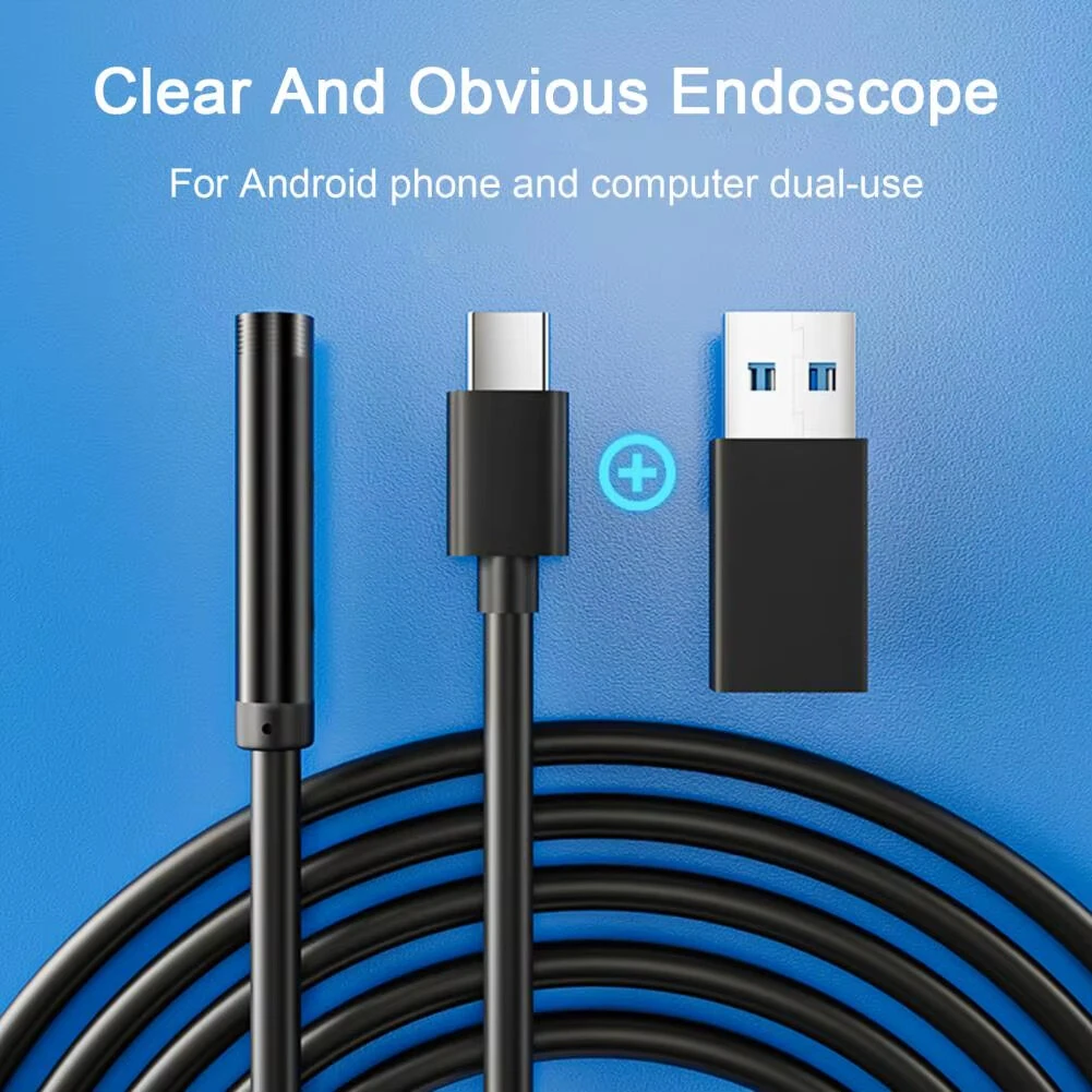5.5mm HD Car Endoscope Camera 1m/5m/10m Micro 8 LED IP67 Waterproof Industrial Smartphone Camera USB Type C