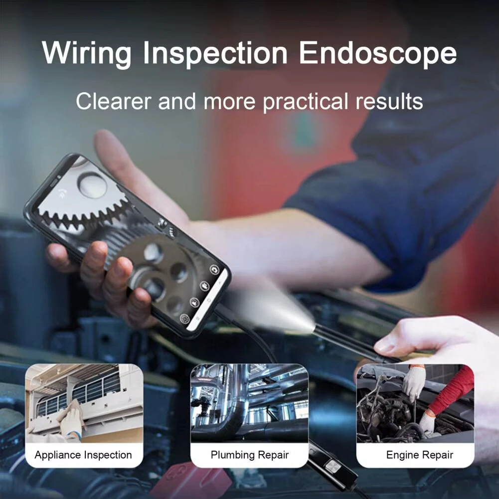 5.5mm HD Car Endoscope Camera 1m/5m/10m Micro 8 LED IP67 Waterproof Industrial Smartphone Camera USB Type C