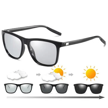 Men's Photochromic Sunglasses Classic Square UV400 Polarized Outdoor Cycling Sun Glasses