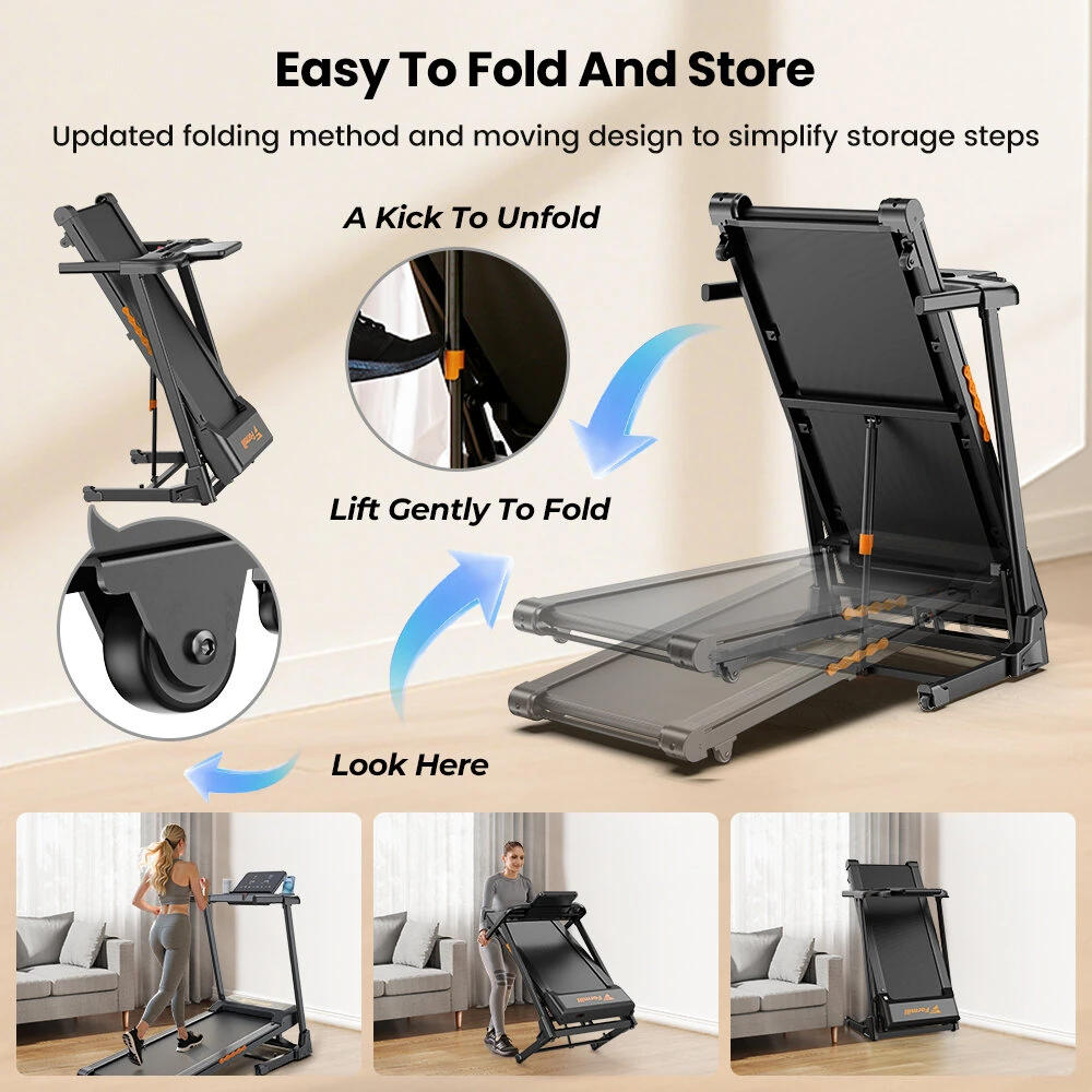 [EU Direct] Formill FT61 3.0HP Folding Treadmill - 13.5km/h Speed | 15° Incline | 300lbs Load | LED Display | Ultra-Quiet | Pro-Level Cushioning for Home Office Workout