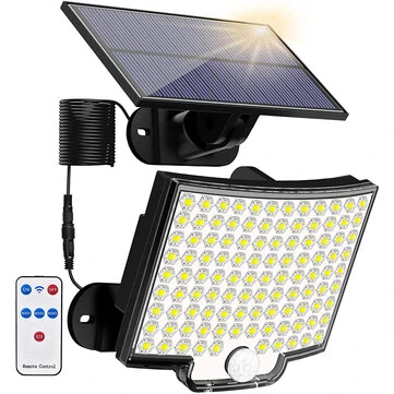 Elfeland Solar Light Outdoor 106 LED Super Bright Motion Sensor Solar Strong Power LED Garden Wall Lamp IP65 Waterproof 4 Working Modes