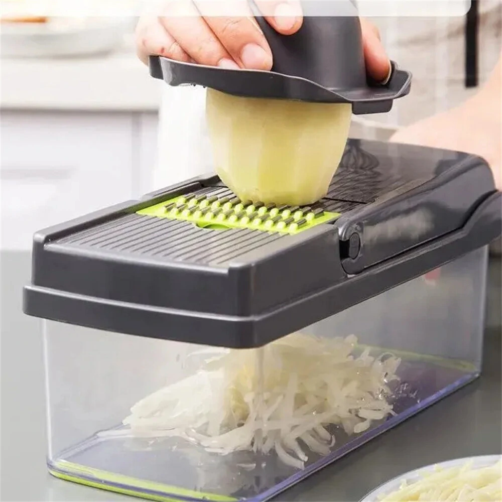 14-in-1 Vegetable Slicer Multifunctional Eco-Friendly Compact Kitchen Tool with Stainless Steel Blades Perfect for Efficient Chopping Shredding Slicing Fruits and Vegetables