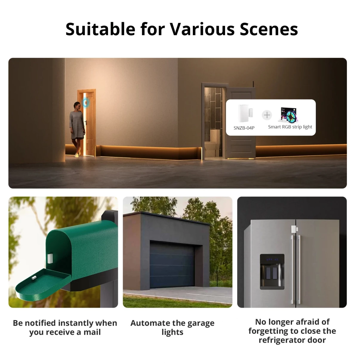 SONOFF SNZB-04P Zigbe Door Window Sensor Tamper Alert Smart Scene Remote Control Smart Home ZHA Work with Alexa Google Home