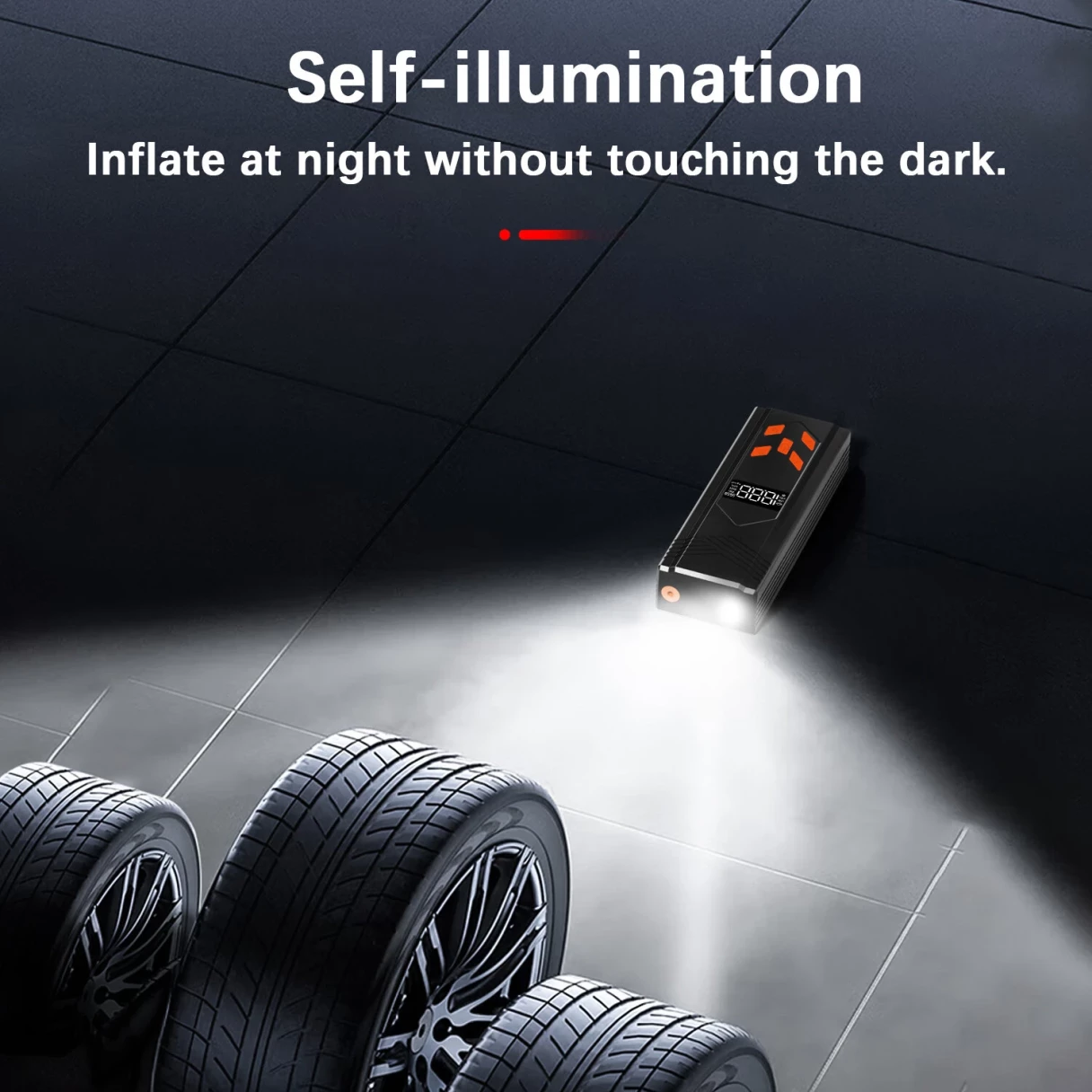4 IN 1 Jump Starter with Air Compressor Tire Inflator Air Pump LCD Display 3000A/3.7V/29.6Wh Power Bank with LED Light