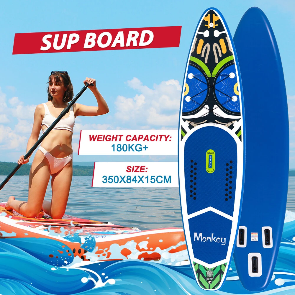 [EU Direct] FunWater 335cm 350cm Large Inflatable Stand Up Paddle Board Surfboard Complete Accessories Adjustable Paddle, Pump, Travel Backpack, Leash, Phone Bag, Adult Paddleboard, SUPFR01D SUPFR02D SUPFR01E SUPFR02E