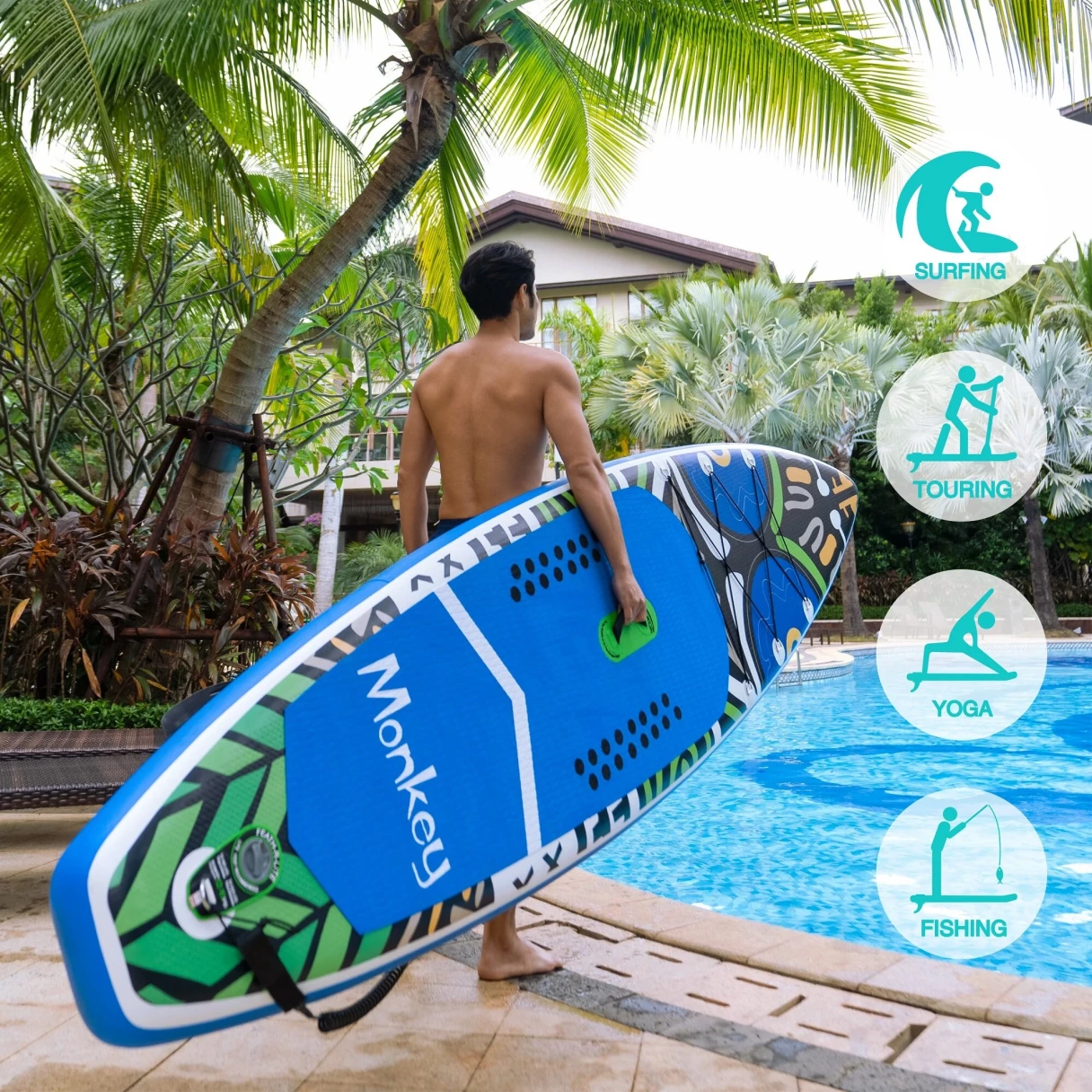 [EU Direct] FunWater 335cm 350cm Large Inflatable Stand Up Paddle Board Surfboard Complete Accessories Adjustable Paddle, Pump, Travel Backpack, Leash, Phone Bag, Adult Paddleboard, SUPFR01D SUPFR02D SUPFR01E SUPFR02E