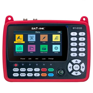 Satlink ST-5155 DVB-S2/T2/C HD Satellites Finder Meter 4.3 Inch H.265 HEVC Signal Strength Quality Auto Scan Angle Calculation HD AV Output