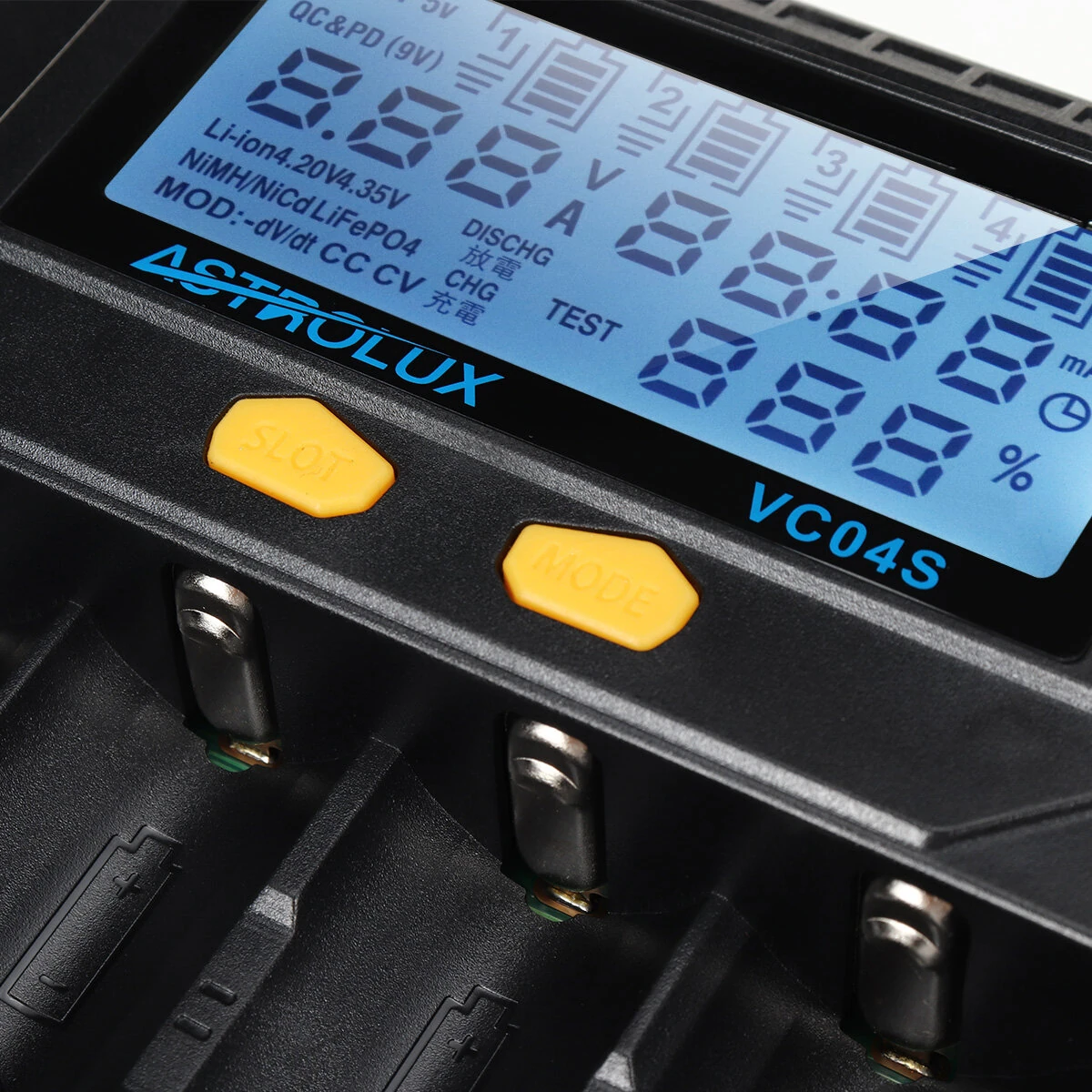 Astrolux® VC04S Type-C Input Quick Smart Battery Charger LCD Display Intellegent Flashlight Charger 4 Slots For Li-ion LiF4PO4 Ni-MH 18650 21700 26650 AA AAA Batteries Cell
