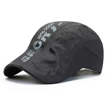 Men's Breathable Mesh Forward Hat Summer Sport Sunshade Quick Drying Lightweight Adjustable Peaked Cap