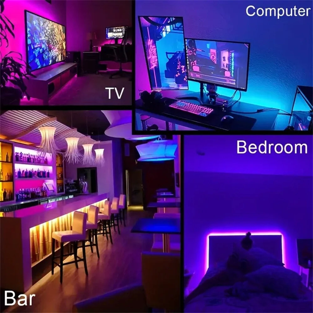 RGB Bluetooth LED Light Strip Smart Atmosphere Light Indoor 24V EU Plug With 44-Key Remote Control for TV Wall Computer Room Bedroom